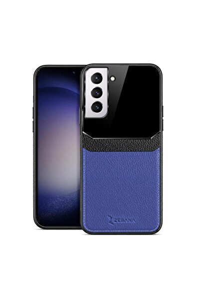 Zebana Samsung Galaxy S21 FE 5G Uyumlu Kılıf Lens Deri Kılıf Lacivert