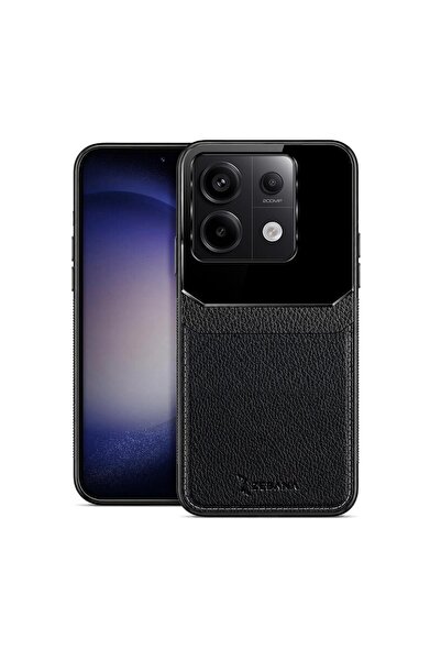 Zebana Xiaomi Redmi Note 13 Pro 5G Uyumlu Kılıf Lens Deri Kılıf Siyah