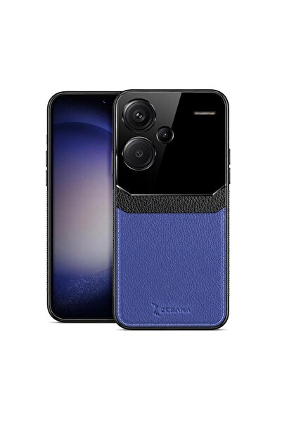Zebana Xiaomi Redmi Note 13 Pro Plus 5G Uyumlu Kılıf Lens Deri Kılıf Lacivert