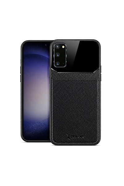 Zebana Samsung Galaxy S20 Uyumlu Kılıf Zebana Lens Deri Kılıf Siyah