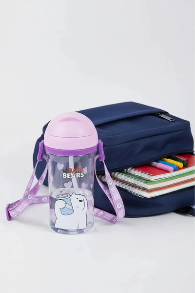 Miniso We Bare Bears Lisanslı Kutup Ayısı Pipetli Suluk – Ayarlanabilir Askıl...