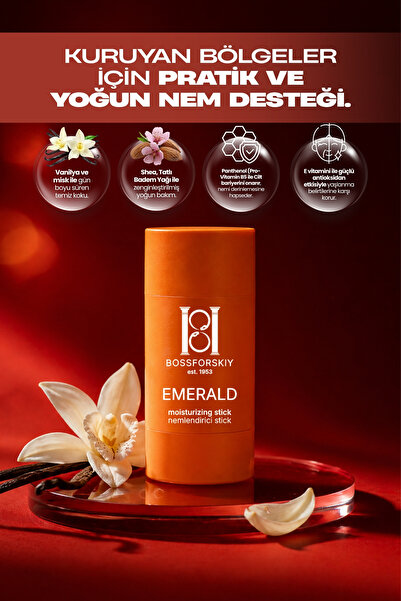 Bossforskiy Emerald Nemlendirici Stick (Moisturizing Stick) Misk ve Vanilya n...