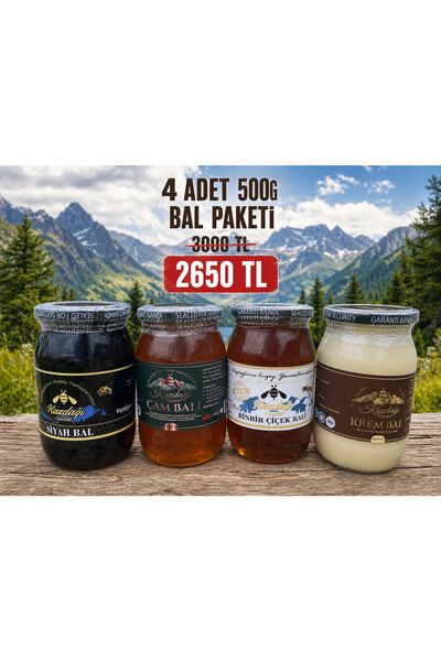 Kazdağı Arıcılık Kazdağı 4’lü Premium Set (Siyah Bal 500g • Polifloralı Çiçek...
