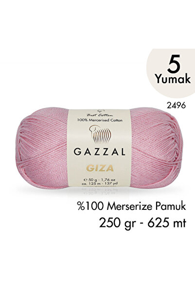 Gazzal Giza 2496-%100 Merserize Pamuk İplik Yazlık Örgü Amigurumi - 5 Yumak