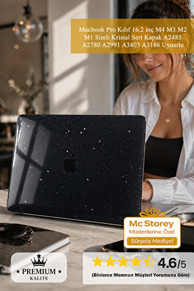 Mcstorey Macbook Pro Kılıf 16.2 inç M4 M3 M2 M1 Simli Kristal Sert Kapak A248...