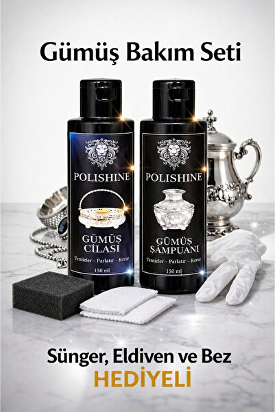 POLİSHİNE Gümüş Temizleme ve Parlatma Seti Şampuan 150ml + Cila 150ml