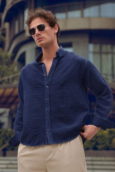 aziso Ανδρικό πουκάμισο σε γραμμή oversized
