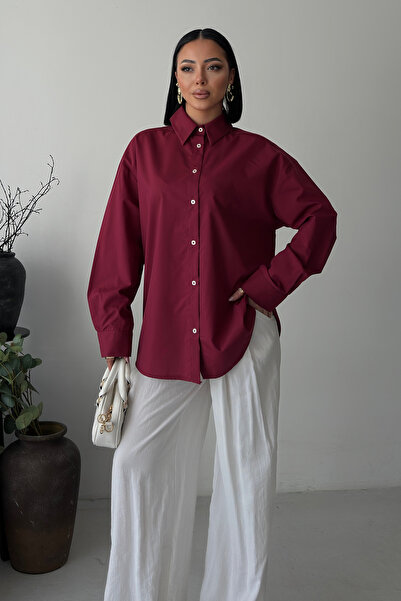 Lijuri Πουκάμισο Claret Red Classic oversized Poplin 3421 R8-H-K4