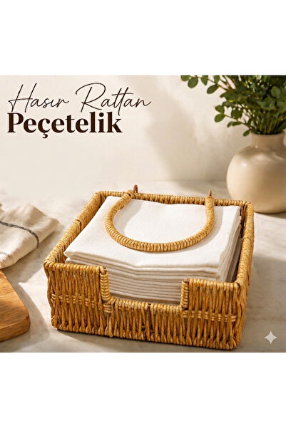 Kiesa Dekoratif Rattan Peçelik Hasır Peçetelik Masa Sofra Peçeteliği