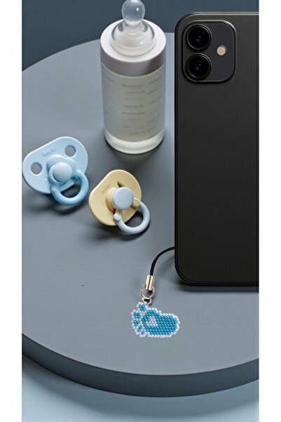 SEARD Miyuki Beads Handmade Blue Baby Foot Boy Baby Phone Charm - Charm