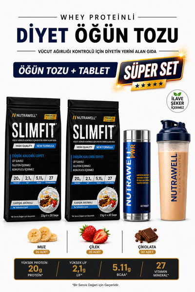 Slimfit 1 Aylık Süper Set - Proteinli Besin - Diyet İçin Öğün Yerine Geçen Gı...