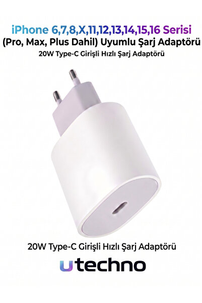 utechno iPhone 6 7 8 X 11 12 13 14 15 16 (Pro Max Plus Dahil) Uyumlu Hızlı Şa...