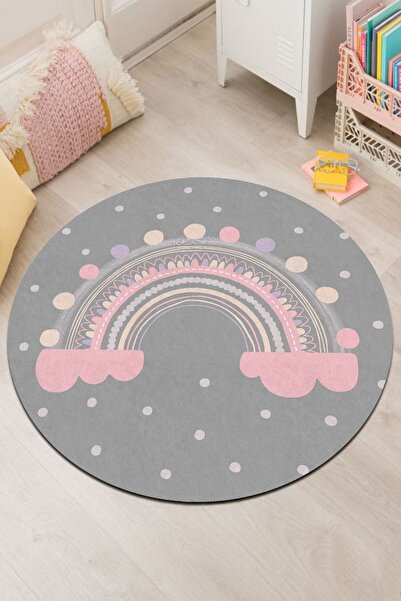 PINKIE HOME Dijital Baskı Kaymaz Taban Makinede Yıkanabilir Gökkuşağı Desenli...
