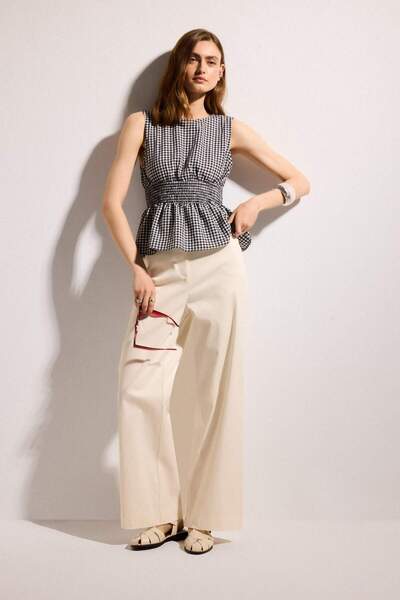 DeFacto Straight Fit High Waist Gabardine Trousers H0093Ax26Sp