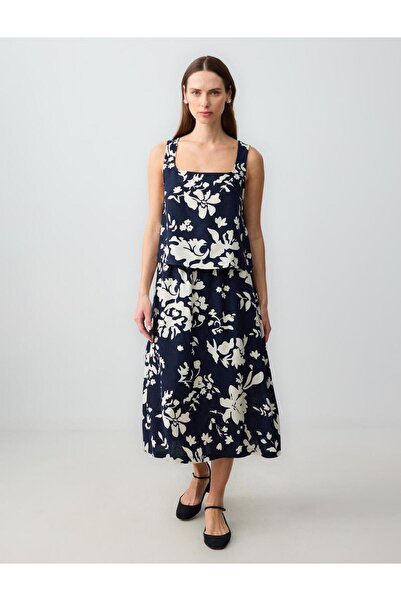 Jimmy Key Black Straight Cut Linen Skirt