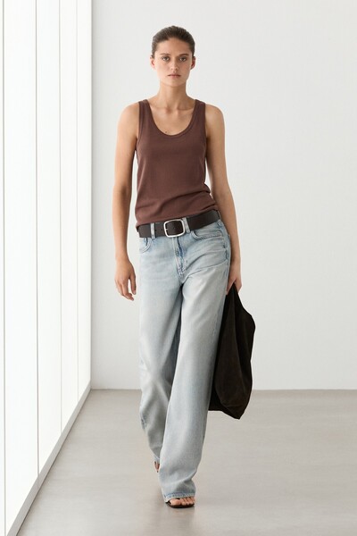 Massimo Dutti %100 pamuklu kolsuz t-shirt