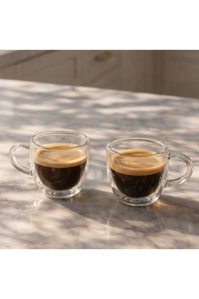 Blackstone Double Wall Glass Espresso Cups 2PCS Set 100ML – Insulated Coffee ...