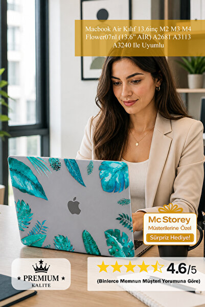 Mcstorey Macbook Air Kılıf 13.6inç M2 M3 M4 Flower07nl (13.6” AİR) A2681 A311...