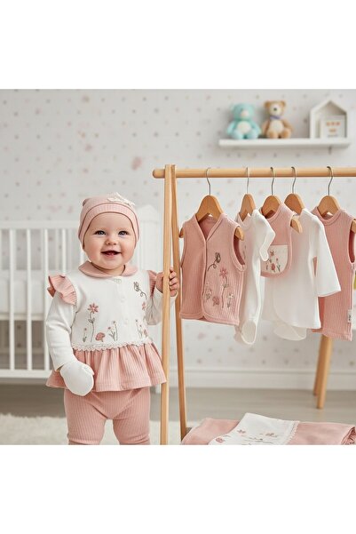 MİLAYS LİFE HOME COLLECTİON طقم زي للأطفال الرضع من 0-3 أشهر مصنوع من القطن ا...