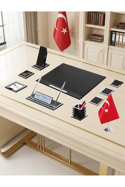 Makroofis Lina Desk Mat Set 11 Pieces Black Full Set