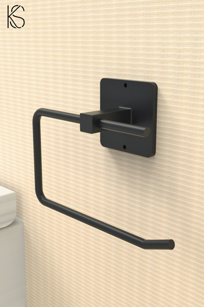 KILINÇ STORE Kare Yapışkanlı Siyah Açık Tuvalet Kağıtlığı Wc Peçete Kağıtlık Tutucu Klnç0002