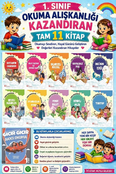 Ata Yayıncılık 1. Sınıf Okuma Alışkanlığı Kazandıran Okumayı Sevdiren Tam 11 ...