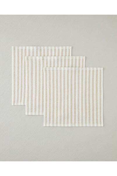 English Home Pure Plaid Pamuklu 3'lü Kurulama Bezi 30x30 cm Bej
