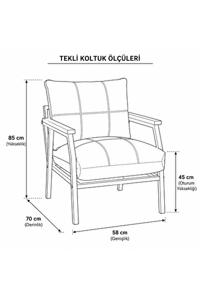 UFUK HOME Tekli Koltuk Antrasit Bahçe Mobilyası Bahçe Takımı Metal Balkon Takımı Çay Seti