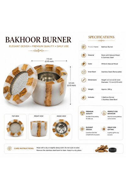 VENDIX Bakhoor Burner Traditional Arabic Mabkhara Decorative Incense Burner 2in1 bakhoor\ash tray