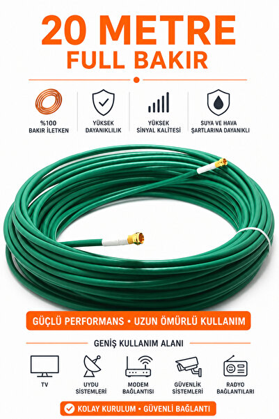 IRONSTAR 20 METRE FULL BAKIR 96 TEL KONNEKTÖR TAKILI ANTEN KABLOSU