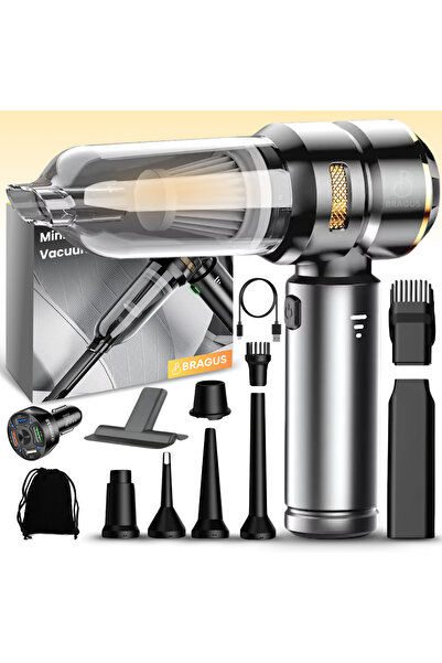BRAGUS Mini Aspirator Auto Portabil, 16000 PA, Baterie 6000mAh, 100W, 90000RP...