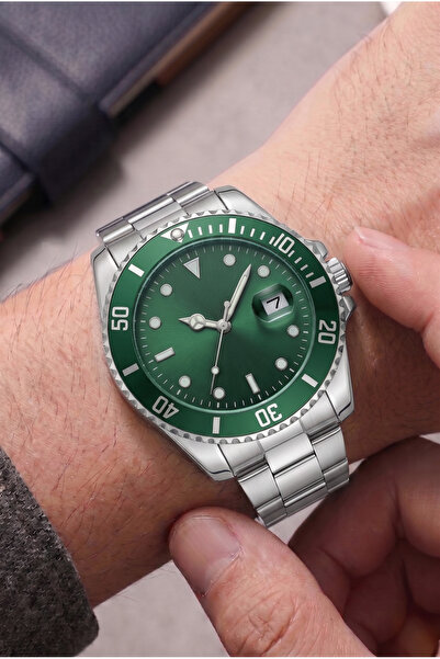 Louis Genessio Silver Green Calendar Men's Wristwatch
