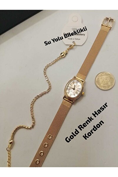Brality Gold Renk HASIR Çelik Kordon... Minimal Still Kadın Kol Saati GOLD Re...
