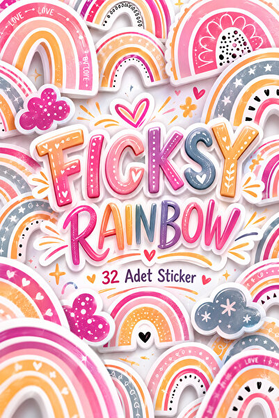 Ficksy Rainbow Sticker Set - 32 Pieces Label Sticker