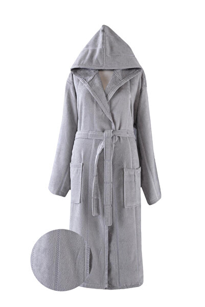 MADAMİN HOME Cotton Velvet Hooded Unisex Bathrobe