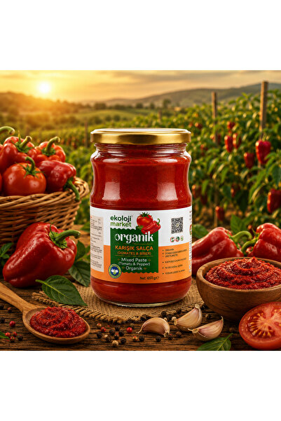 Ekoloji Market Organik Glutensiz Domates-Biber Salçası Karışık 650 Gr.