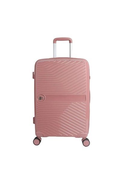 i-JMB Valiză de cabină „Avion” roz cu dungi în relief 33L 36x21x55.5cm