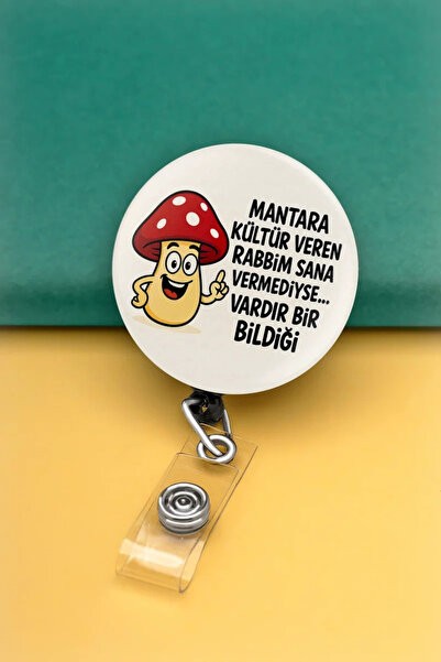 Apptakı Kültürlü Mantar Metal Buton Yoyo Yaka Kartığı Kart Tutucu Yoyo Kartlı...