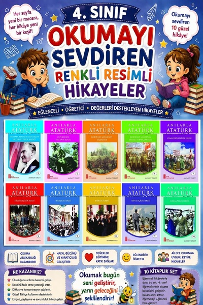 Ata Yayıncılık 4.Sınıf Okumayı Sevdiren Renkli Resimli Hikayeler 3 - 10 Kitap