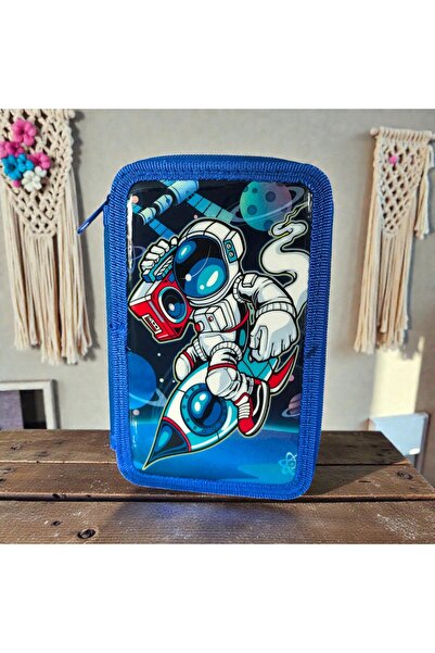 Generic Fully equipped pencil case with 3 zippers - 26x20x6cm - Blue