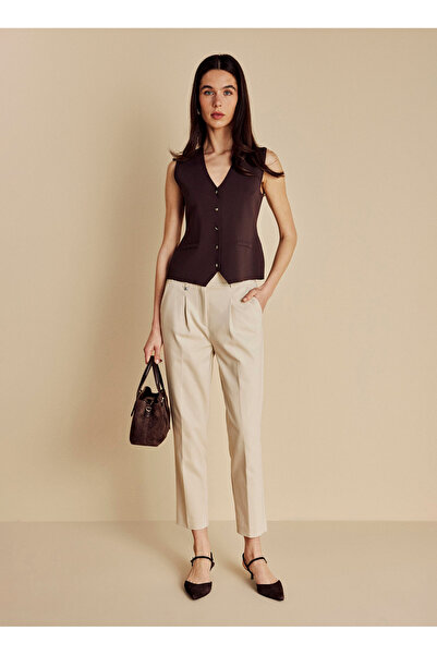 BROOKS BROTHERS Bej Kadın Standart Fit Pantolon BBSS26FPT007