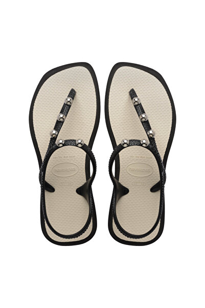 Havaianas Μαύρες - Μπεζ Γυναικείες Παντόφλες Παραλίας FLASH FUSION