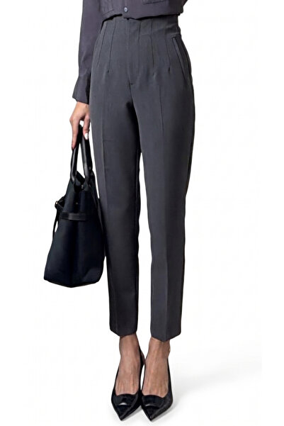 MADAME MELEK Original Brand Fillet Detailed Fabric Trousers Narrow Leg Trousers