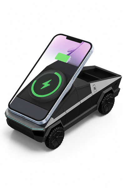Zilvana Tesla Cybertruck Özel Tasarımı 3'ü 1 Arada Kablosuz Manyetik Şarj İst...