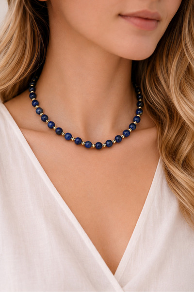 Camellie KY Jewels Lapis Prestige | Lapis Lazuli Doğal Taş Altın Kaplama Kolye