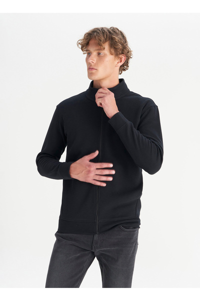 WRANGLER Siyah Erkek Dik Yaka Relaxed Sweatshirt TW2520533001 Siyah Sweatshirt