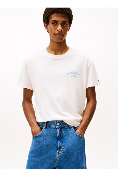 Tommy Jeans Beyaz Erkek T-Shirt DM0DM22318YBH TJM REG DOLLAR STACK