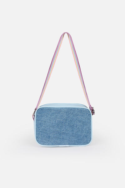 ICONE BAG Denim Nakışlı Kız Çocuk Omuz Çantası, Denim İşlemeli Kız Çocuk Çantası, Kot Çocuk Çanta