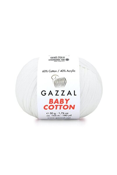 Gazzal Baby Cotton El Örgü Ipi Beyaz 3432
