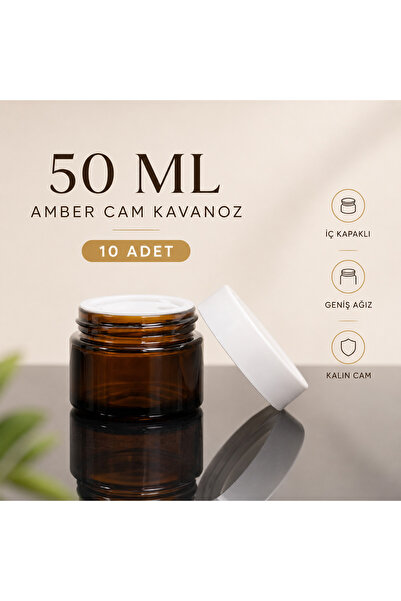 makrobay 10 Pieces 50 ml Luxury Glass Cream Jars - Leak-Proof Amber Cream Jar...
